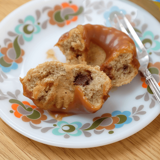 Banana cake with salted caramel sauce