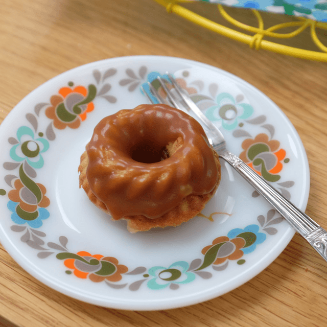 Banana cake with salted caramel sauce
